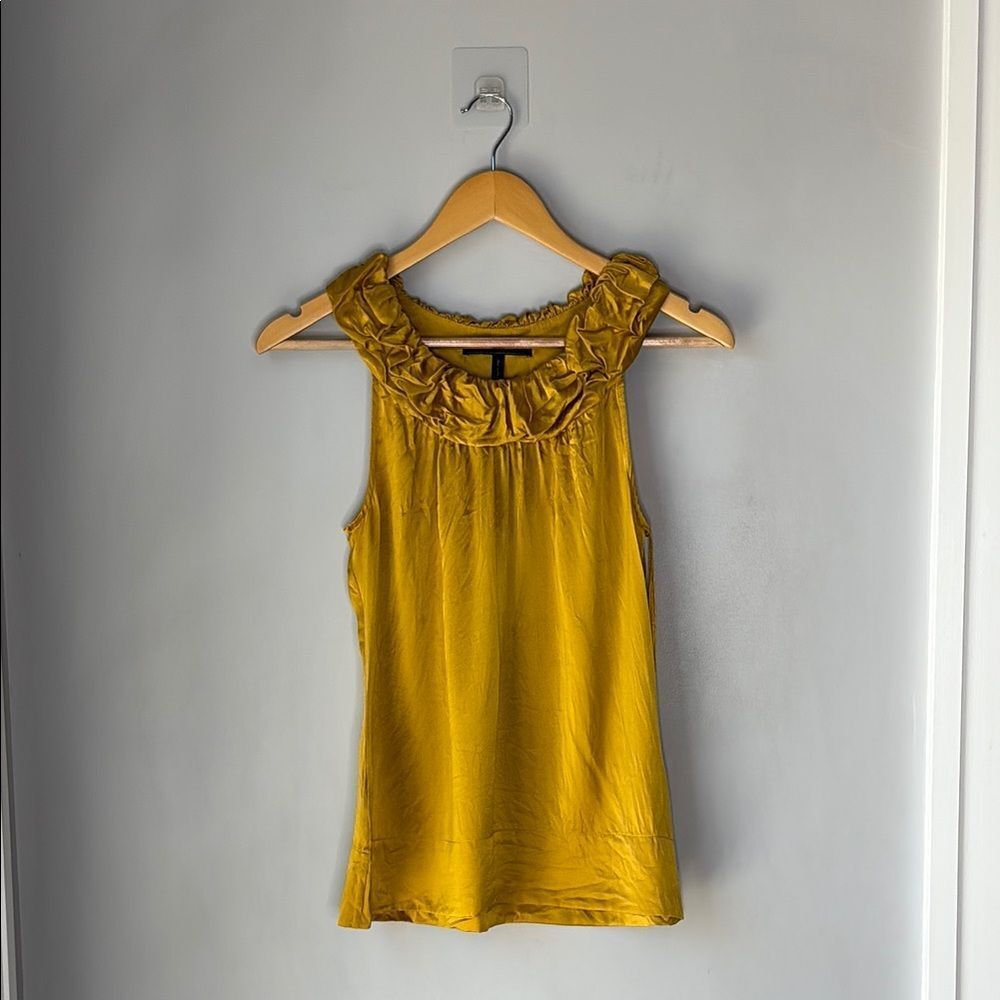 BCBGMaxazria Silk Gold Tank Top Sleeveless Blouse